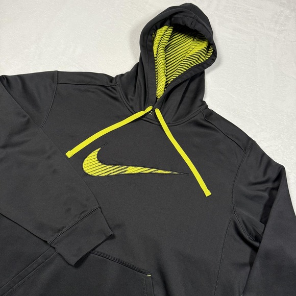 Nike Other - Nike Therma Fit Hoodie Mens XL Black Volt Swoosh Pullover Sweatshirt Athletic